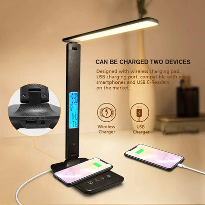 10W Wireless Charging LED Desk Lamp with Timer