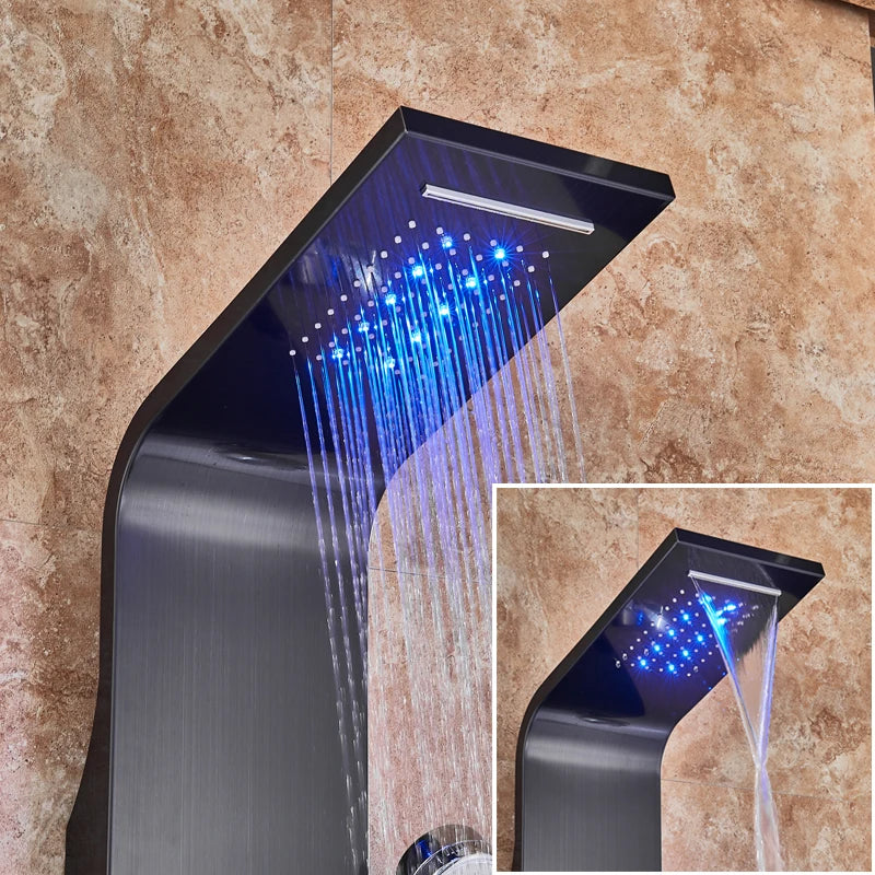 LED Light Bathroom Massage Shower Panel Intelligent LCD