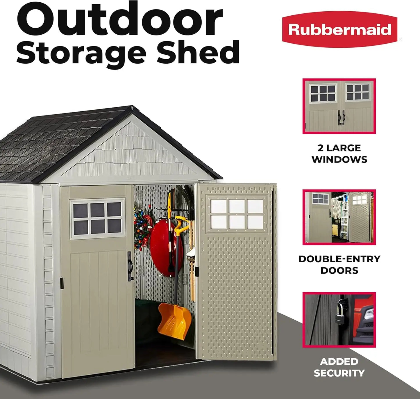 7 x 7 Foot Durable Weatherproof Resin Outdoor Storage Shed