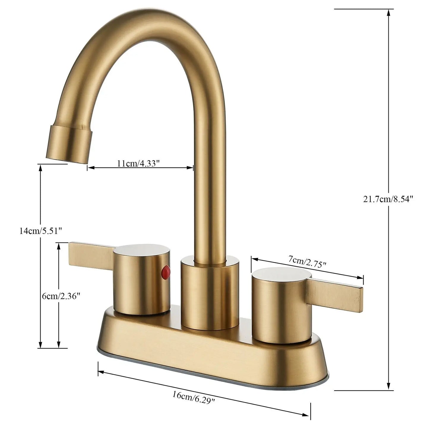 4 Inch 2-Handle Bathroom Faucet with Pop-up Sink Drain and Supply Lines