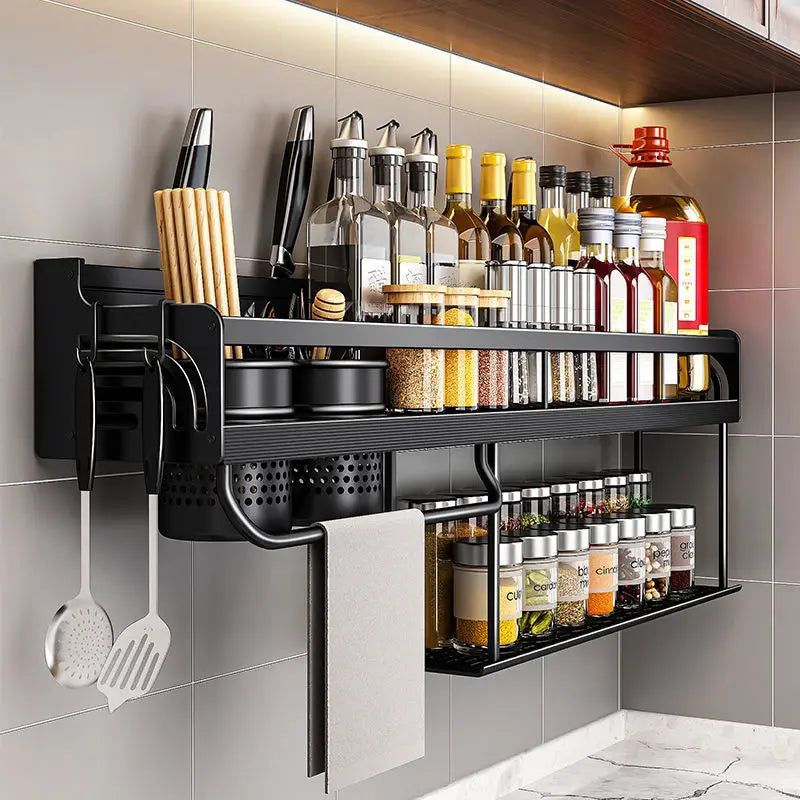 Kitchen Organizer Shelf Wall-mounted Spice Storage Rack Kitchen Knife Holder