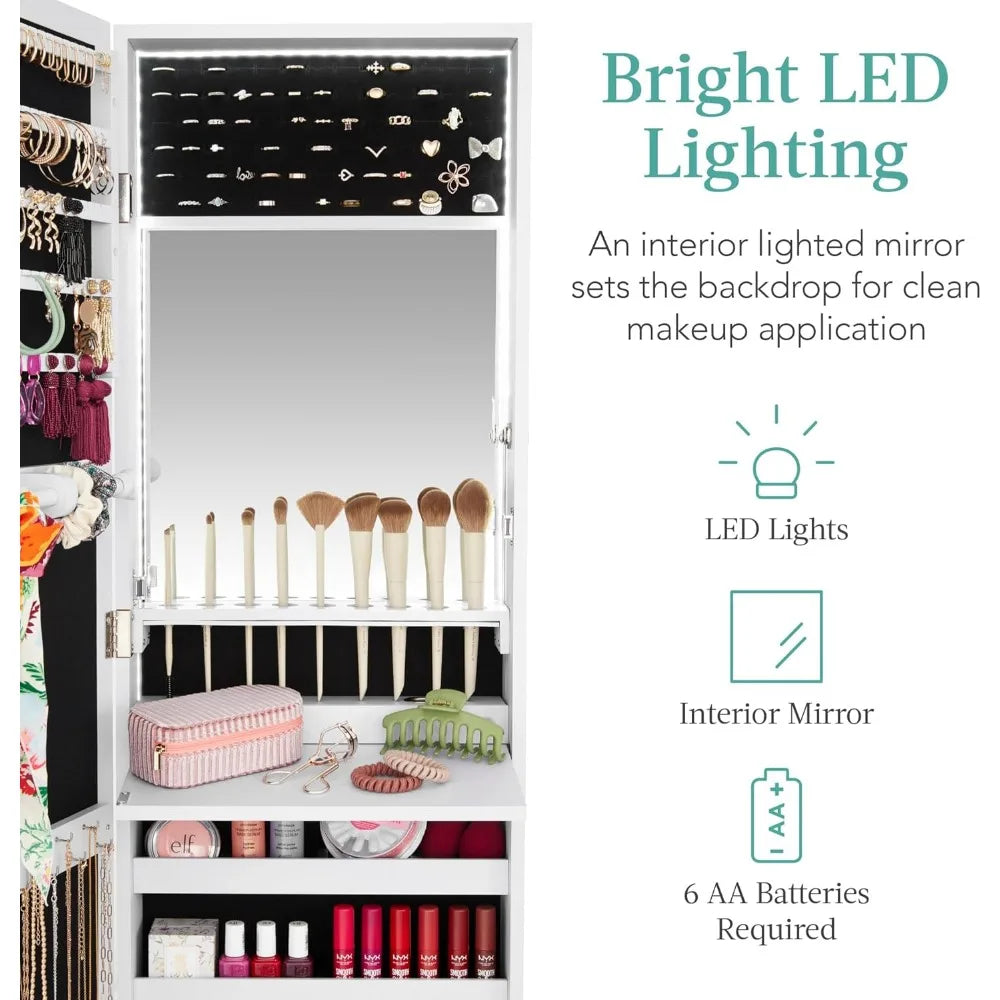 LED Mirror Organizer Jewelry Cabinet