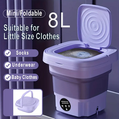 8L Portable Small Foldable Washing Machine with Spin Dryer