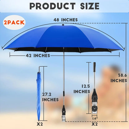 Adjustable 2 PACK Beach Umbrella (No Chair Included)