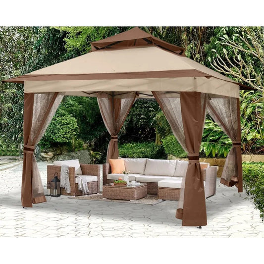 Gazebo 11x11 - Outdoor Canopy Tent with Mosquito Netting