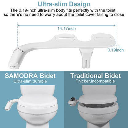 Ultra-Slim Bidet  for Toilet Seat  with Dual Nozzle