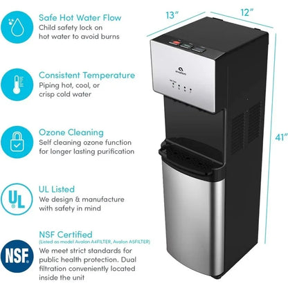 Self Cleaning Bottleless Water Cooler Dispenser - 3 Temperature Settings