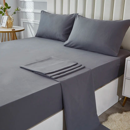 3/4pcs Waterproof Solid Bedding Set