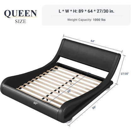 3 sizes Bed Frame with Ergonomic & Adjustable Headboard