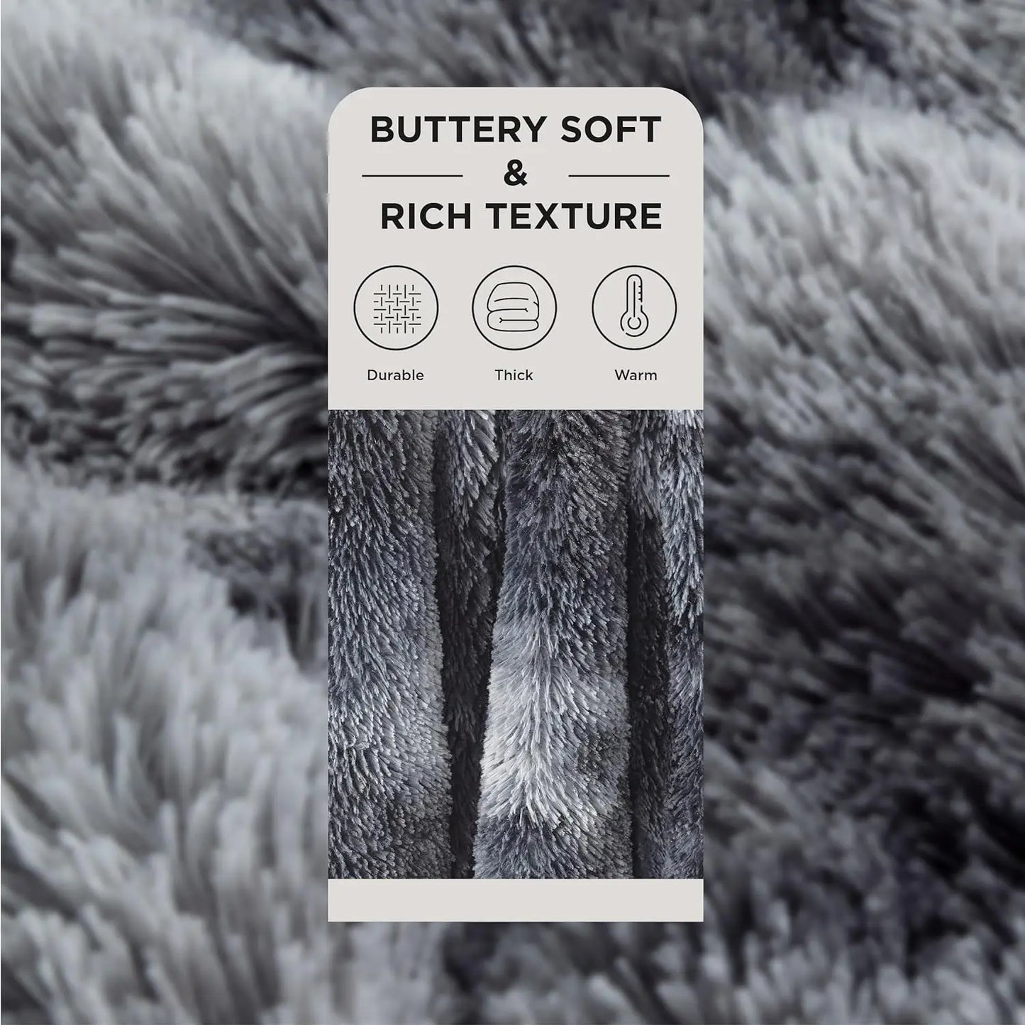 Soft Fuzzy Faux Fur Throw Blanket, 640 GSM