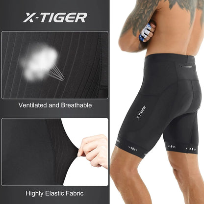 Men Cycling Shorts with Back Pocket 5D Gel Padded