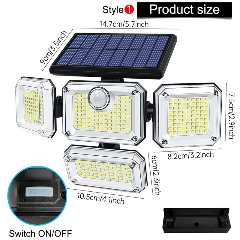 20w  Waterproof Solar Light  Wide Angle With 3 Mode