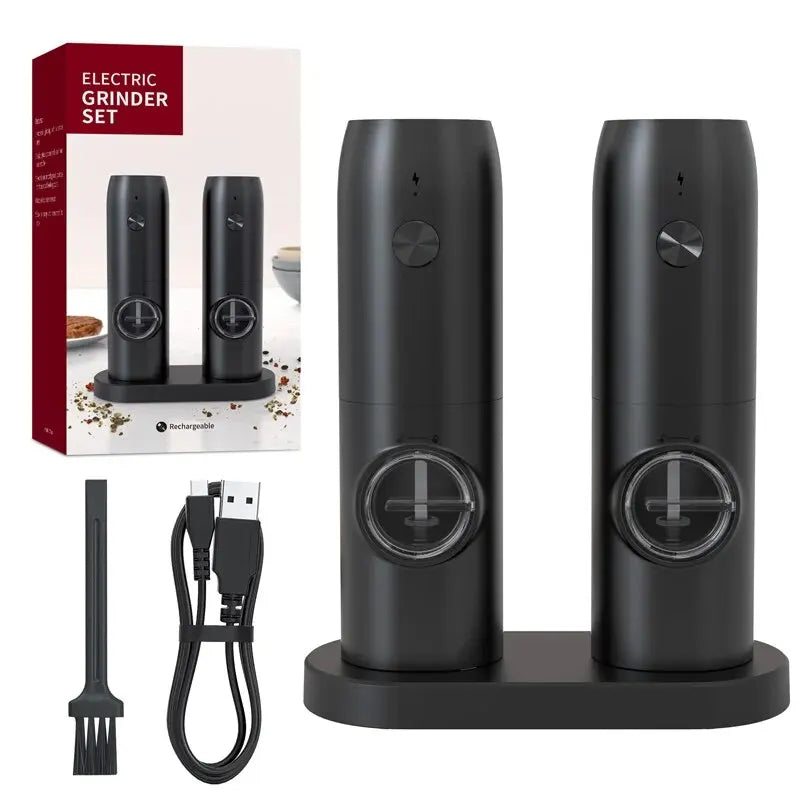 Rechargeable USB Electric Automatic Salt and Pepper Grinder Set.