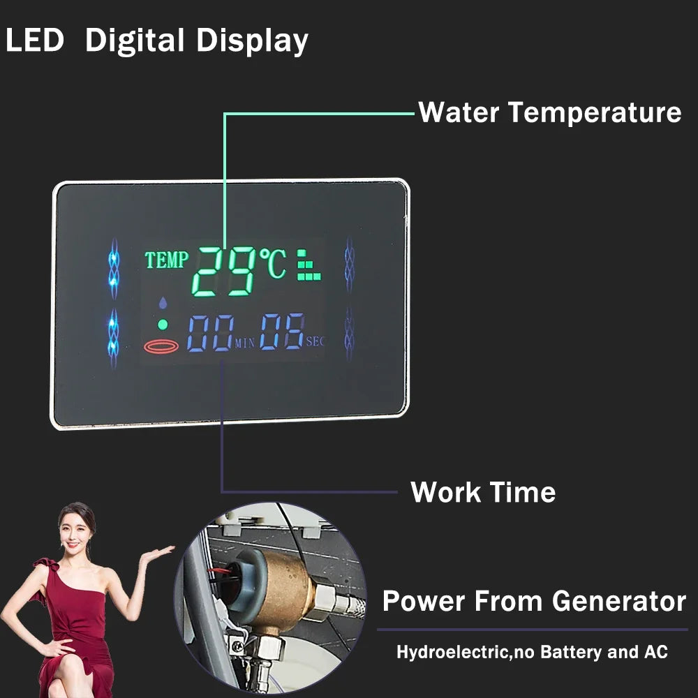 LED Light Bathroom Massage Shower Panel Intelligent LCD