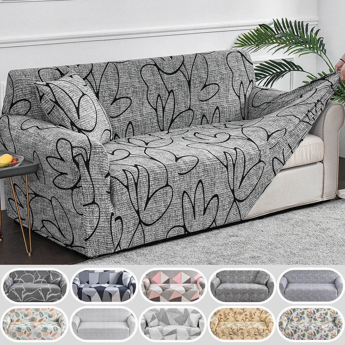 1pc Flower Printed Elastic Sofa Cover Protector