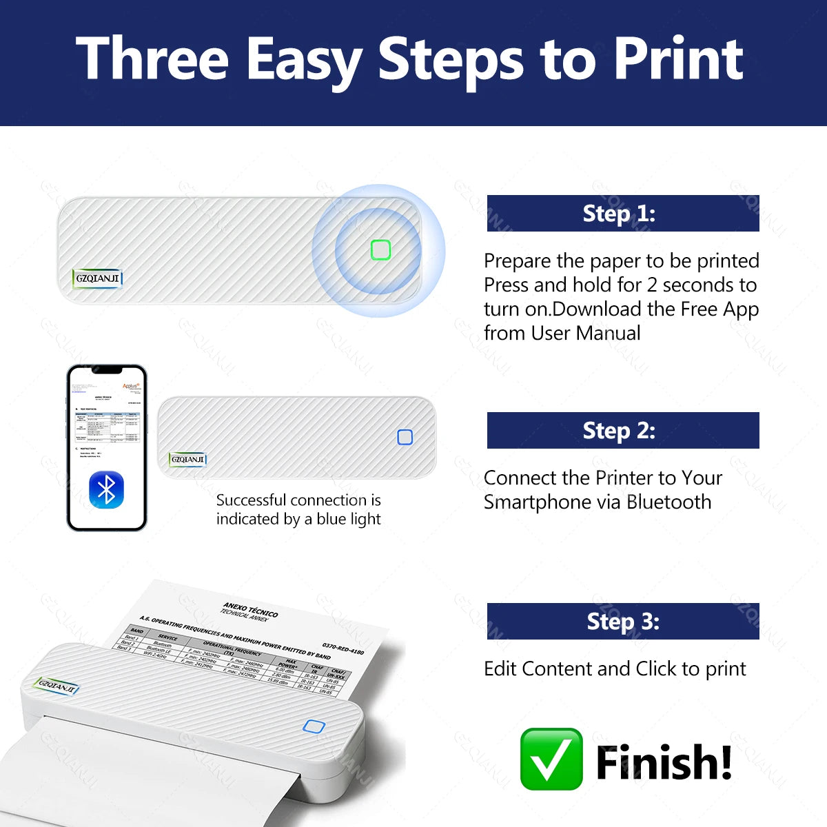 Portable A4 Thermal Printer for Office, Work, Home ,School