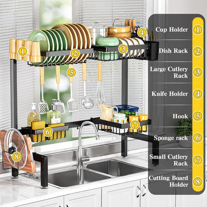 Over The Sink Adjustable Drying Dish Rack