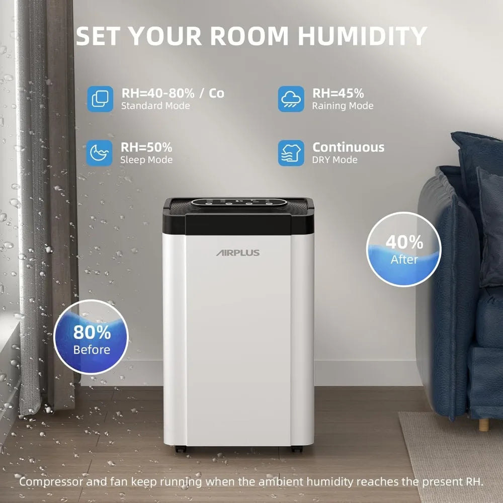 4,500 Sq. Ft 50-70 Pints Dehumidifier for Home and Basement with Drain Hose