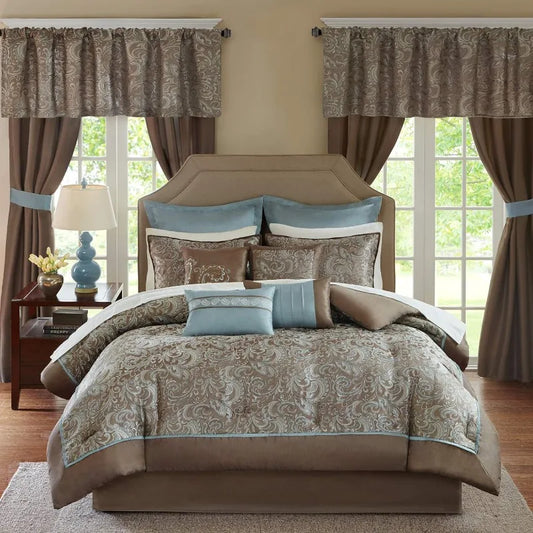 24 Piece Faux Silk Comforter for Bedroom