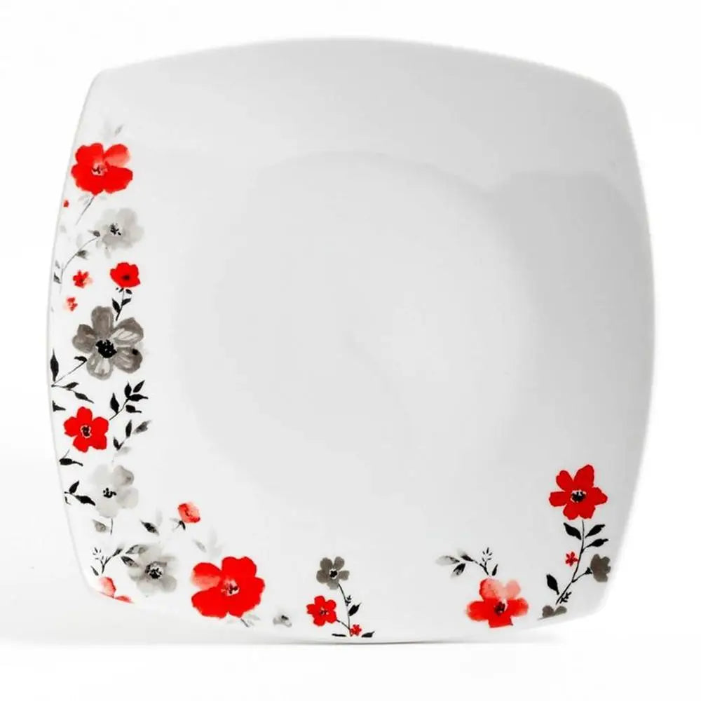 16pc Round Square Floral Ceramic Dinnerware Set