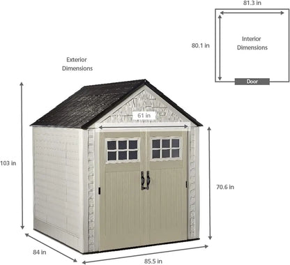 7 x 7 Foot Durable Weatherproof Resin Outdoor Storage Shed