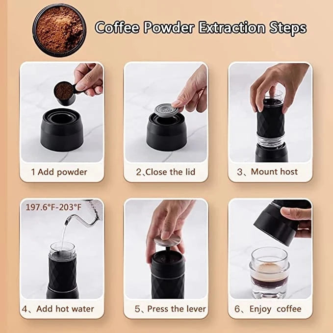 3 In1 Portable Coffee Machine Hot/Cold Water Manual Espresso Maker