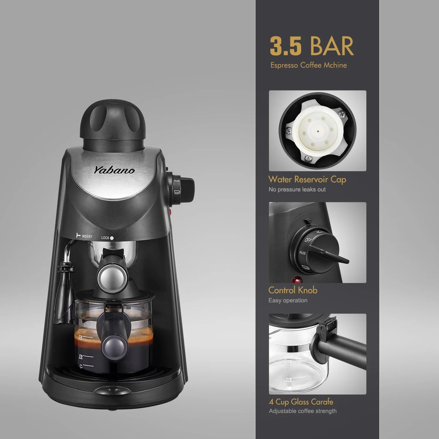 3.5Bar Espresso, Cappuccino and Coffee Make Machine with Milk Frother