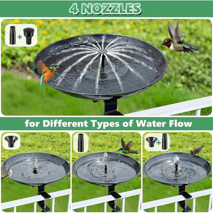 Solar Powered Metal Bird Bath Fountain