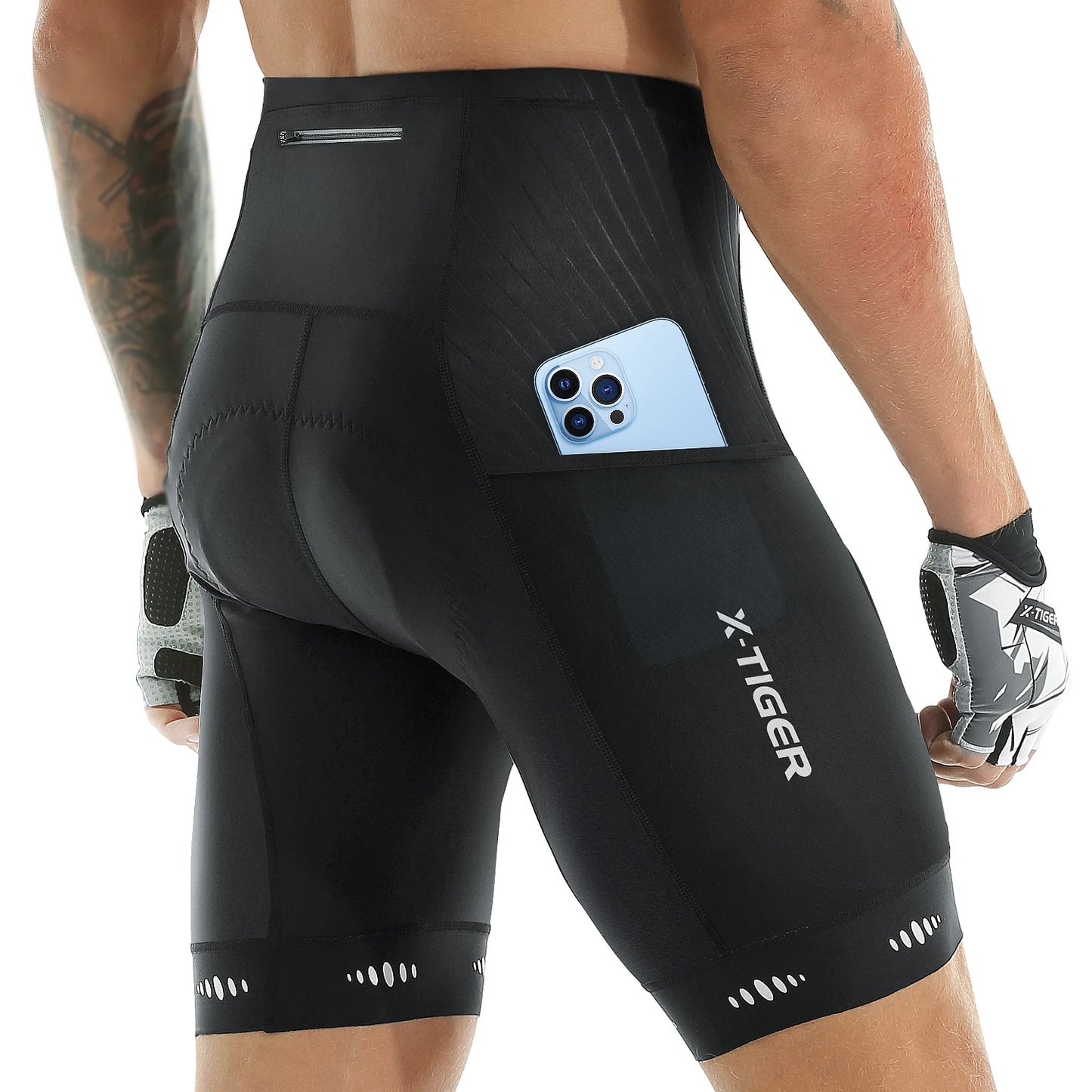 Men Cycling Shorts with Back Pocket 5D Gel Padded