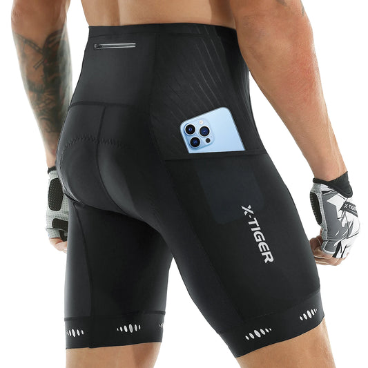 Men Cycling Shorts with Back Pocket 5D Gel Padded