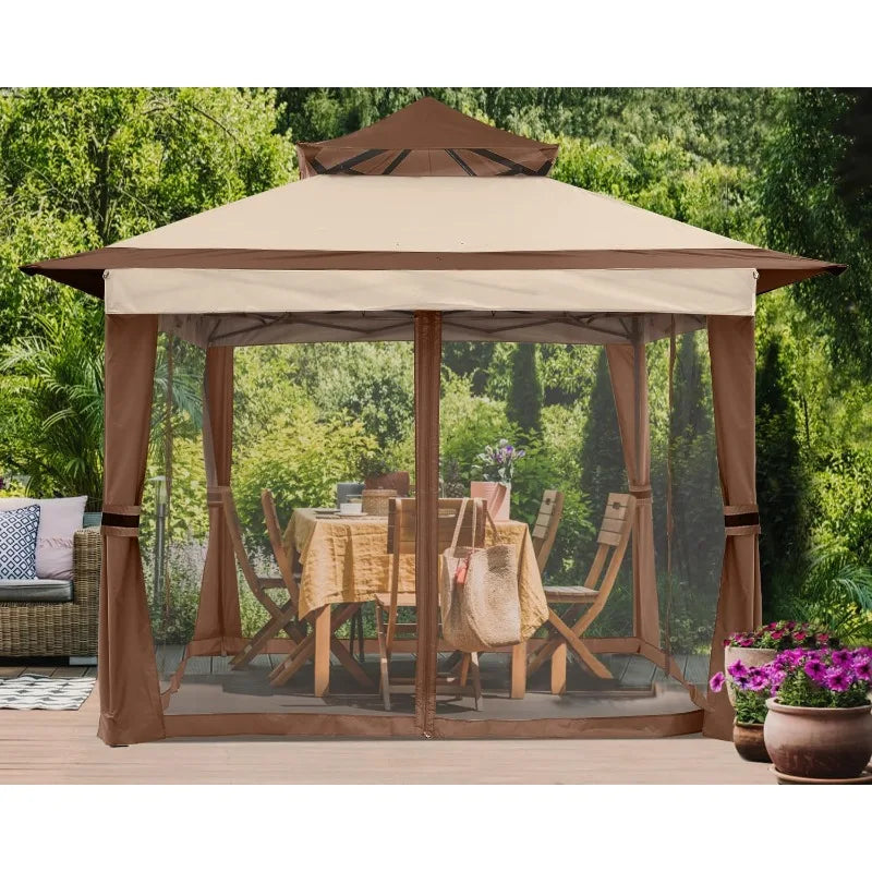 Gazebo 11x11 - Outdoor Canopy Tent with Mosquito Netting