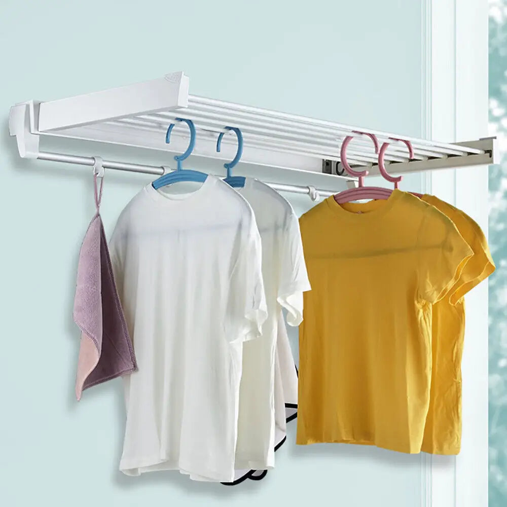 Wall Mounted Hanger 7 Drying Rods Clothes Rack