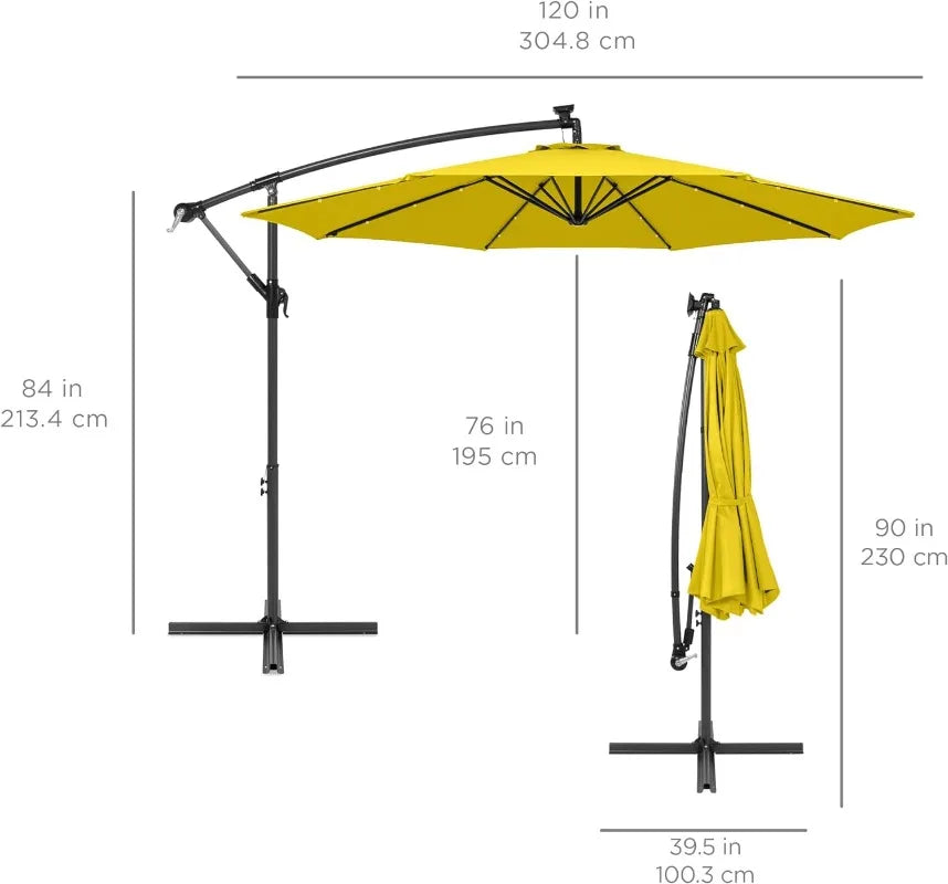 10ft Solar LED  Patio Umbrella w/Easy Tilt Adjustment