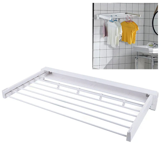 Wall Mounted Hanger 7 Drying Rods Clothes Rack