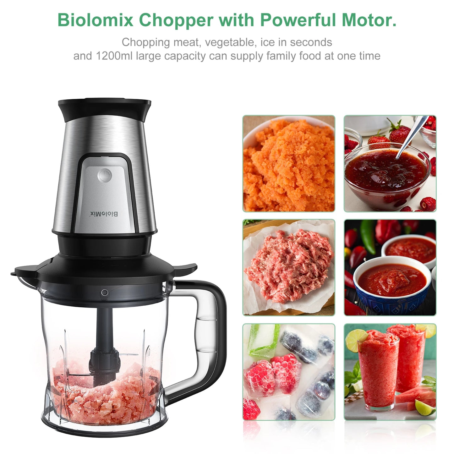 3-in-1 Multifunctional Food Processor 700W Portable Juicer Blender, Chopper and Dry Grinder