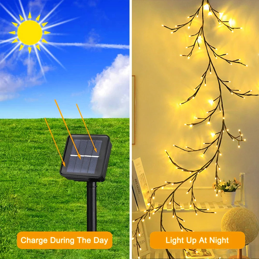 1PCS 96LED Tree Branch Lamp USB/Solar Powered