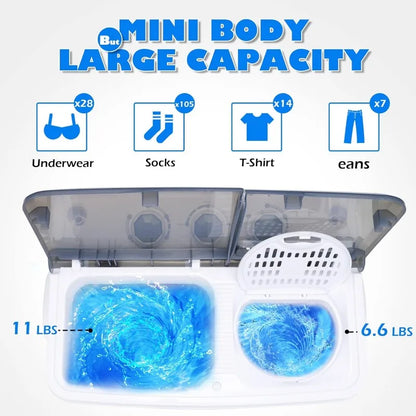 Portable Washer  & Dryer Machine 17.6LBS Capacity