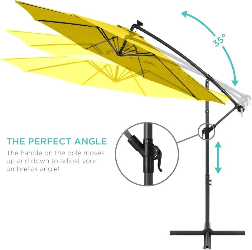 10ft Solar LED  Patio Umbrella w/Easy Tilt Adjustment