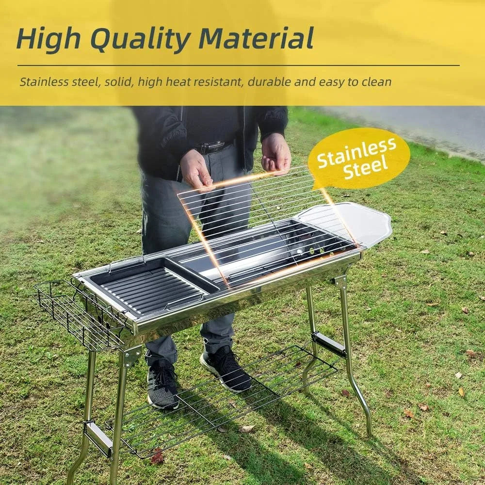 Portable Charcoal Grill Outdoor with Storage