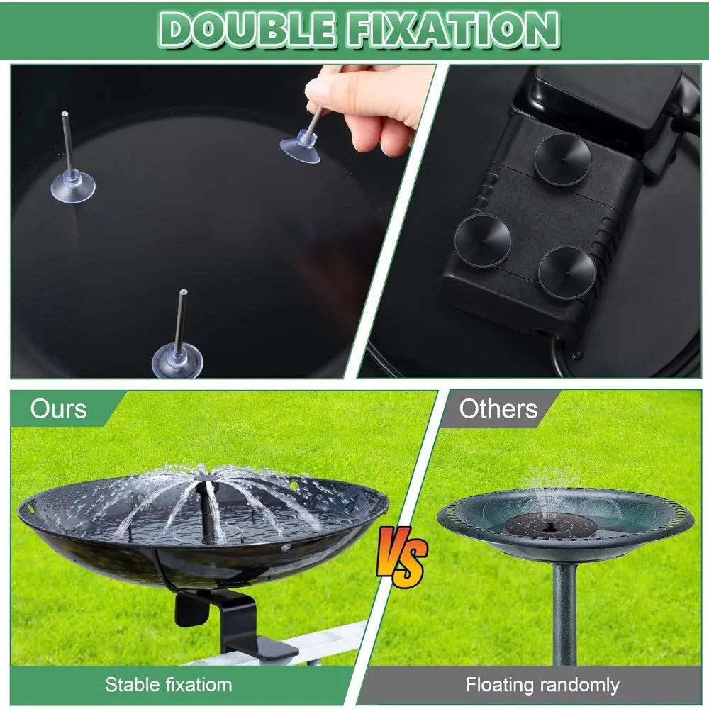 Solar Powered Metal Bird Bath Fountain