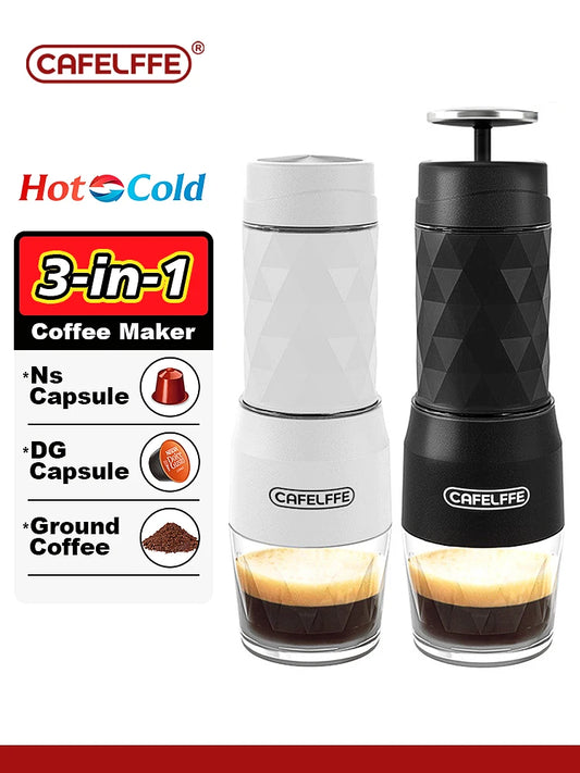 3 In1 Portable Coffee Machine Hot/Cold Water Manual Espresso Maker