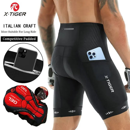 Men Cycling Shorts with Back Pocket 5D Gel Padded