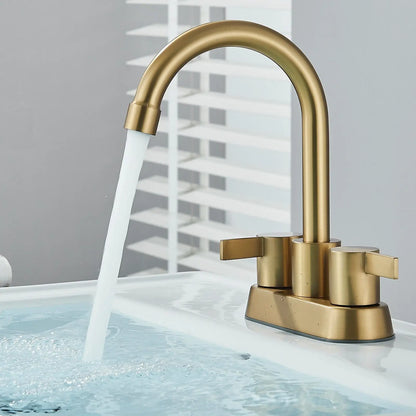 4 Inch 2-Handle Bathroom Faucet with Pop-up Sink Drain and Supply Lines