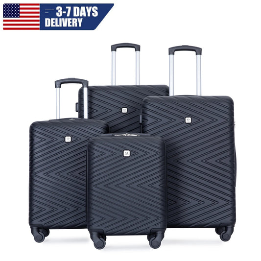 4-Piece ABS Luggage Suitcase With Rotating Wheels,(16/20/24/28)